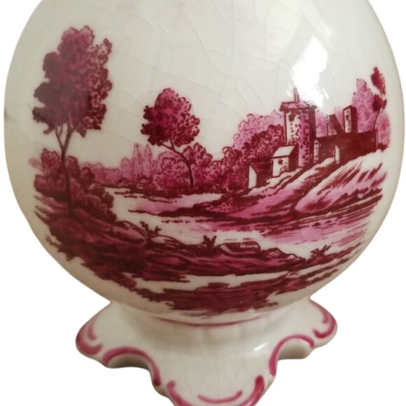 ERPHILA GERMANY Antique White Vase Hand Painted Pink Countryside Landscape - Picture 9 of 13